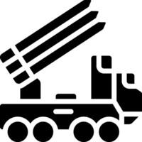 A black and white image of a truck with a missile vector
