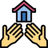 Two hands reaching out to touch a house vector