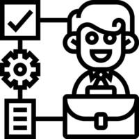 A black and white icon of a man with a briefcase vector