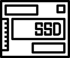 A black and white image of a computer with the word ssd vector