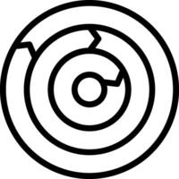 A black and white image of a circular maze vector