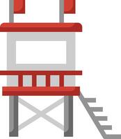 A red and white lifeguard tower with stairs vector