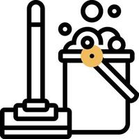 A bucket with a mop and a broom vector