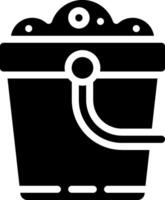 A black and white icon of a bucket with a handle vector