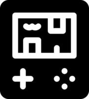 A black and white icon of a game controller vector