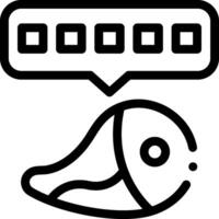 A black and white icon of a fish with a speech bubble vector