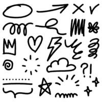 set of Hand drawn doodle elements for concept design isolated on white background. vector