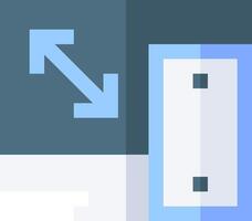 A blue and white button with an arrow pointing to it vector