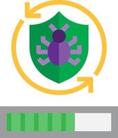 A green shield with a purple bug on it vector
