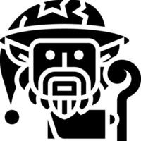 A black and white logo of a wizard with a hat vector