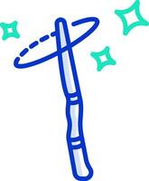 A blue and white drawing of a stick with a star on it vector