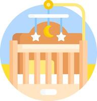 A baby crib with a star and moon on it vector