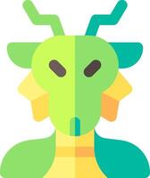 A green dragon with horns on its head vector
