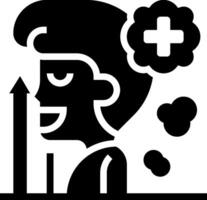 A black and white icon of a man with a cross on his head vector