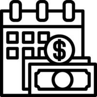 A calendar and money icon on a white background vector