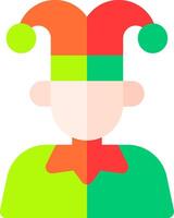 A cartoon jester with a green hat and red hat vector