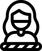A black and white icon of a woman with a mask vector
