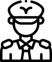 A black and white icon of a man in uniform vector