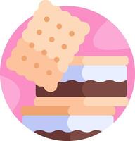 A stack of ice cream sandwiches on a pink background vector