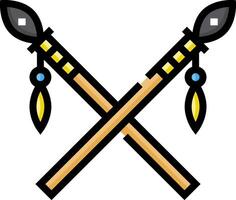 Two crossed wooden spears with two arrows vector