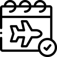 A calendar with an airplane and a check mark vector