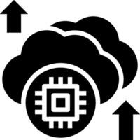A black and white cloud with a chip on top vector