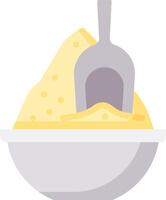 A bowl of cheese with a scoop in it vector