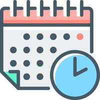Calendar icon with clock and calendar vector