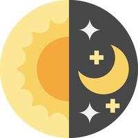 The sun and moon are shown in a flat design vector