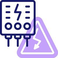 A purple triangle with a warning sign and a voltage meter vector