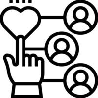 A hand holding a heart with people around it vector