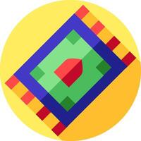 A colorful rug with a red square in the middle vector