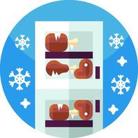 A refrigerator with two pieces of meat inside vector