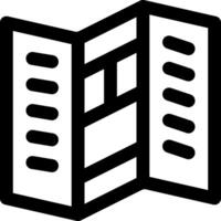 A black and white icon of a folded map vector