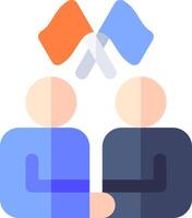 Two people holding hands with flags on top of them vector