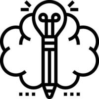 A black and white image of a pencil with a light bulb vector