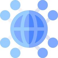 A globe surrounded by circles and connected to other circles vector