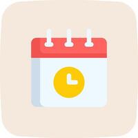 A calendar icon with a clock on it vector