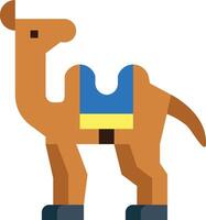 A camel with a blue saddle on its back vector