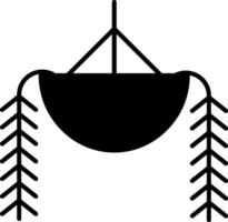 A black and white illustration of a basket with a tree vector