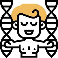 A man with a dna strand in front of him vector