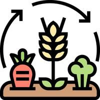 A plant and a carrot are in a pot with a circle around it vector