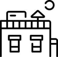 A black and white image of a building with a roof vector