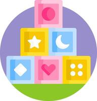 A colorful stack of blocks with various shapes vector