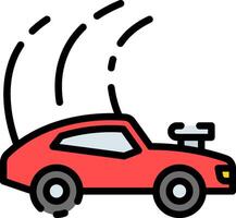 A red car with a wind blowing through it vector