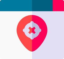 The icon for a map pin with a red and blue background vector