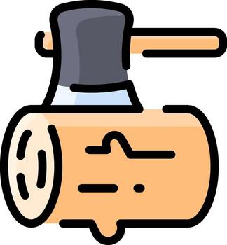 A log with a hammer icon on a white background vector