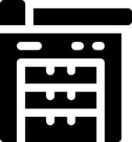 A black and white icon of a refrigerator vector