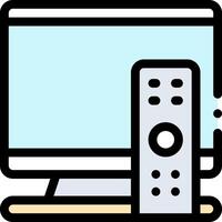 A computer monitor and a remote control are shown vector