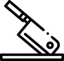 A black and white image of a knife on a table vector